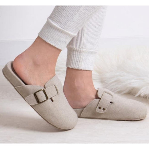 Totes Isotoner® Ladies Felt Clog Slipper In Oakmeal