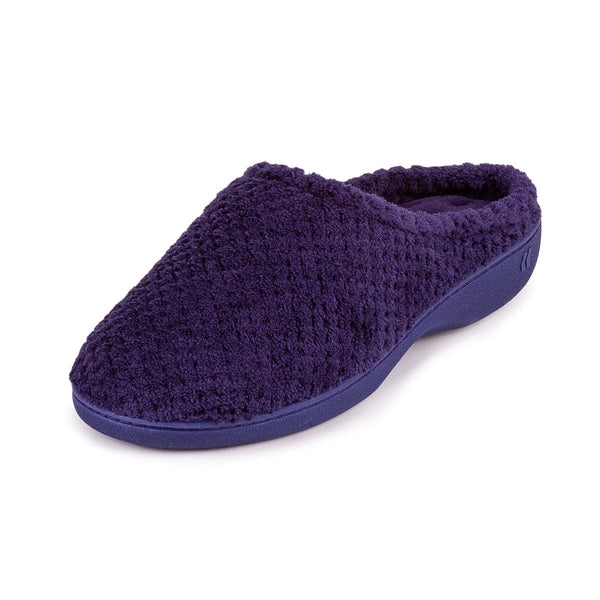 Totes Isotoner Ladies Popcorn Terry Mule Slippers Navy