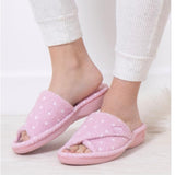 Totes Isotoner® Ladies Popcorn Turnover Open Toe Slippers In Pink Spot