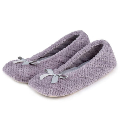 Totes Isotoner Popcorn Ballet Slippers In Pale Grey