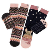 Totes Original Slipper Socks (Twin Pack) In Rabbit & Fairisle