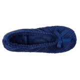 Totes Popcorn Terry Ballet Slippers In Navy