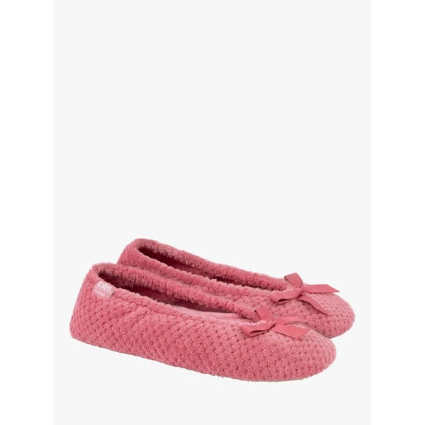 Totes Popcorn Terry Ballet Slippers In Bright Pink