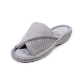 Totes Popcorn Turnover Open Toe Slippers Grey