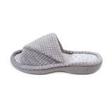 Totes Popcorn Turnover Open Toe Slippers Grey