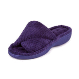 Totes Popcorn Turnover Open Toe Slippers Navy