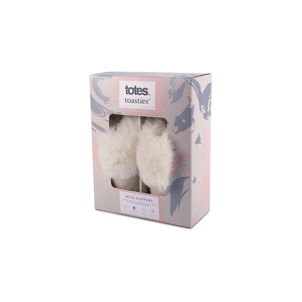Totes Sparkle Faux Fur Mule Slippers In Cream