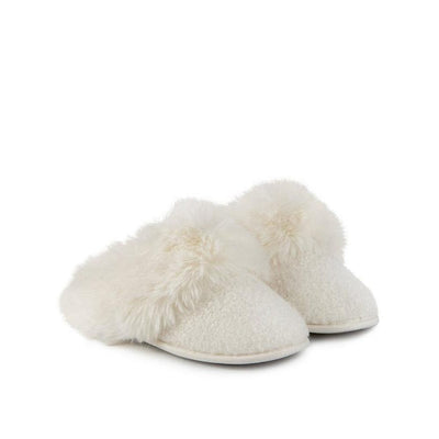 Totes Sparkle Faux Fur Mule Slippers In Cream