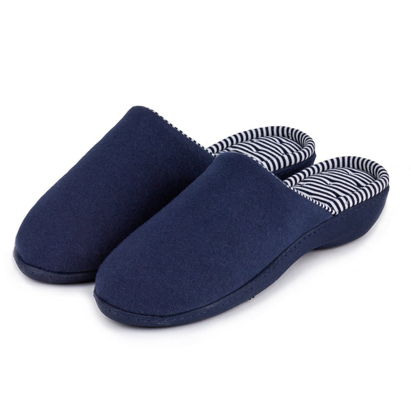 Totes Stripe Heeled Mule Slippers