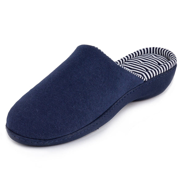 Totes Stripe Heeled Mule Slippers