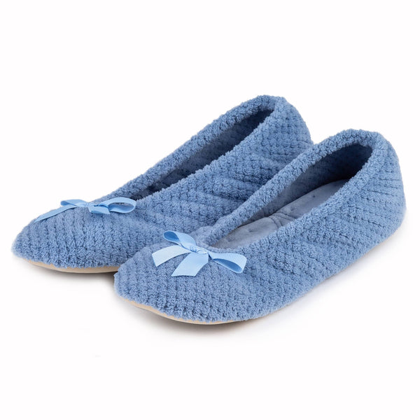 Totes Terry Ballerina Slippers Cornflower Blue