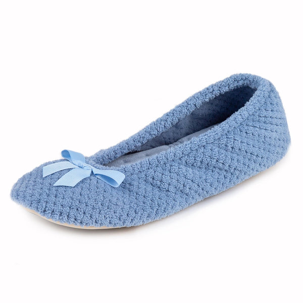 Totes Terry Ballerina Slippers Cornflower Blue