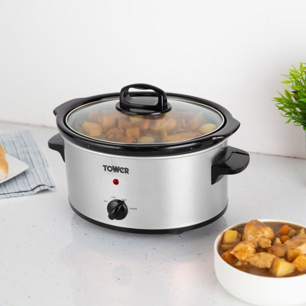 Tower 6.5 Litre Stainless Steel Slow Cooker