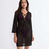 Triumph Beach Mywear Crochet Short Dress In Black