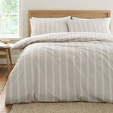Bianca Ashford Stripe Cotton Double Duvet Cover Set In Natural