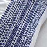 Bianca Fine Linens Remy Embroidery 200 Thread Count Cotton Single Duvet Cover Set with Pillowcase White Blue