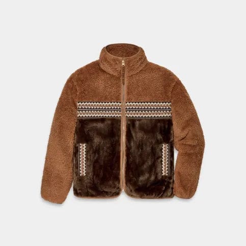 UGG Marlene Heritage Braid Sherpa Jacket in Chestnut