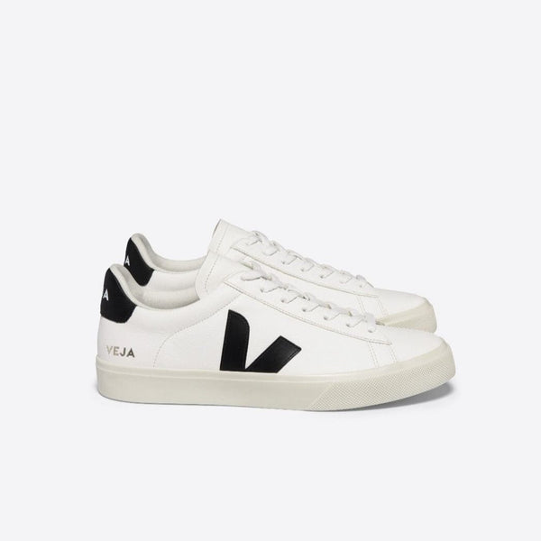 VEJA Campo Leather Trainer in White/Black