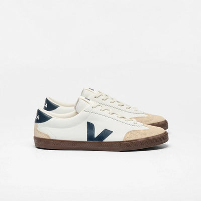 Volley Leather White Nautico Bark In White Navy