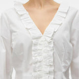 Vero Moda AWARE Vmmaci Long sleeves V-neck Ruffle Top Vma in White