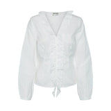 Vero Moda AWARE Vmmaci Long sleeves V-neck Ruffle Top Vma in White