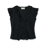 Vero Moda AWARE VMROXANNE SL V-NECK Ruffle Top In Black