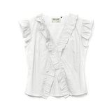 Vero Moda AWARE VMROXANNE SL V-NECK Ruffle Top In White