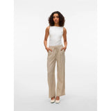 Vero Moda Mid Waist Trousers In Silver Lining