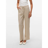 Vero Moda Mid Waist Trousers In Silver Lining