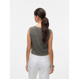 Vero Moda VMAMALFI SHINE SL V-NECK SHORT VEST In Taupe