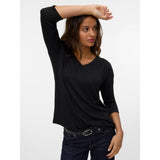 Vero Moda VMBRIANNA 3/4 V-neck Blouse Boo In Black