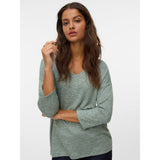 Vero Moda  VMBRIANNA 3/4 V-neck Blouse Boo In Green