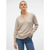 Vero Moda VMCREWLEFILE Knitted Pullover In Birch