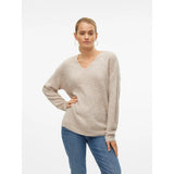 Vero Moda VMCREWLEFILE Knitted Pullover In Birch