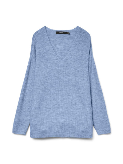 Vero Moda Vmcrewlefile Knitted Pullover In Brunnera Blue