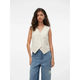 Vero Moda VMFLORENCE Tailored Waistcoat In White Birch