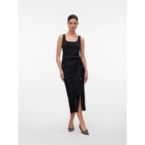 Vero Moda Vmhalia Long Skirt In Black Sequins