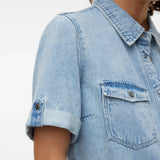 Vero Moda VMJENNIE Short Dress In Light Blue Denim