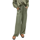 Vero Moda VMMELANEY High Waist Trousers In Green