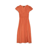 Vero Moda VMNELLIE V-neck 7/8 Dress In Langoustino