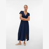 Vero Moda VMNELLIE V-neck Long Dress In Navy