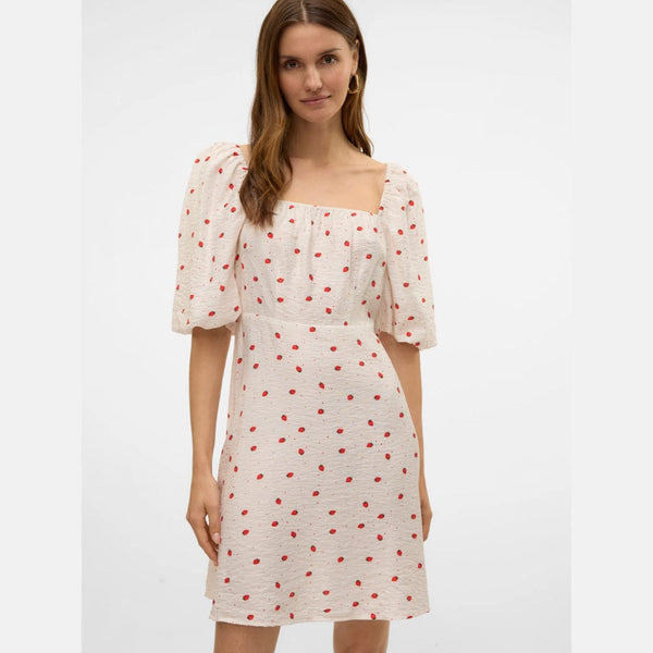 Vero Moda VMODETTE Short Dress In Snow White