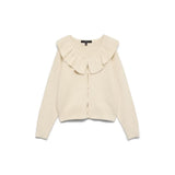 Vero Moda VMPUFF Ruffle Knit Cardigan In Beige