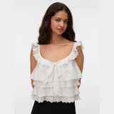 Vero Moda VMSANDY Layered Top In Snow White