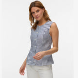 Vero Moda VMSELMA Waistcoat In Navy Stripe
