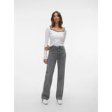 Vero Moda VMTESSA High Rise Wide Fit Jeans In Grey
