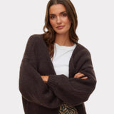 VMMAYBE Open Knit Cardigan In Chocolate Torte