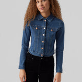 Vero Moda Luna Slim Denim Jacket In  Medium Blue Denim