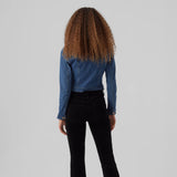 Vero Moda Luna Slim Denim Jacket In  Medium Blue Denim