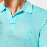 Vilbrequin 100% Linen Jersey Polo Shirt Solid Light Turquoise